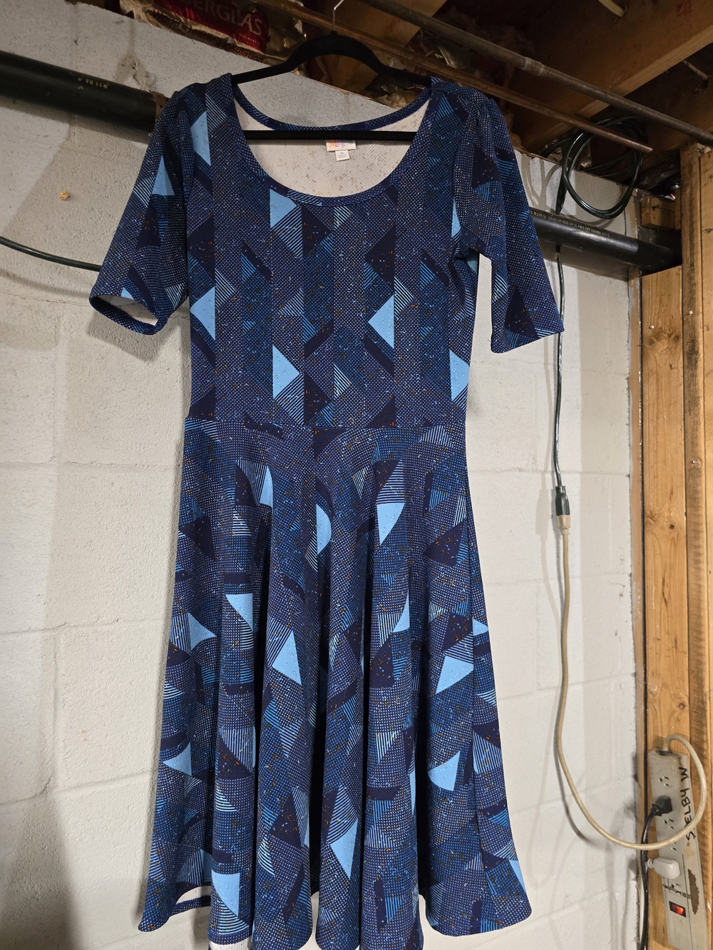 LuLaRoe Blue Geometric Midi Dress